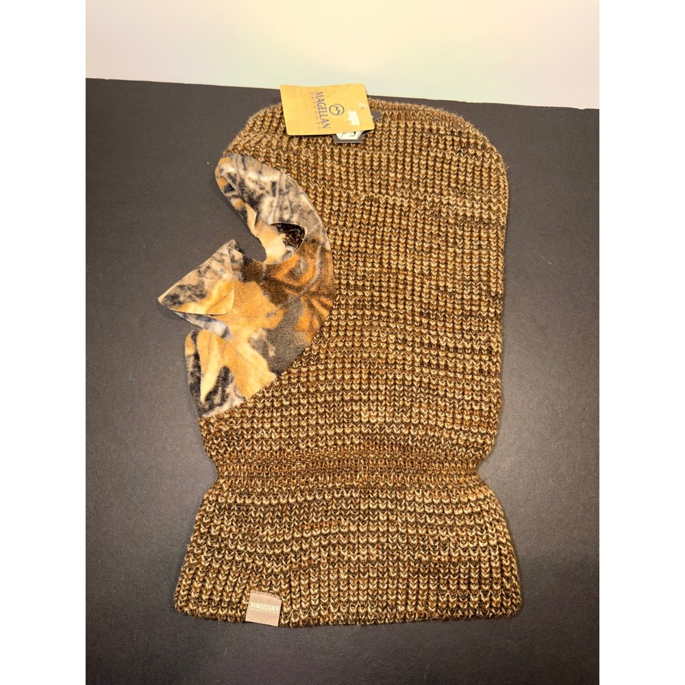 Magellan Outdoors Brown Marled Knit Fleece Lined Camo Brown Face Mask